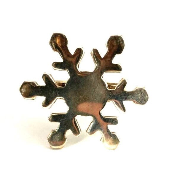 Vintage Silver Plated Copper Snowflake Napkin Rings - Picture 4 of 7